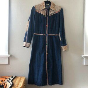 Vintage Denim Patchwork Jacket / Dress / Duster